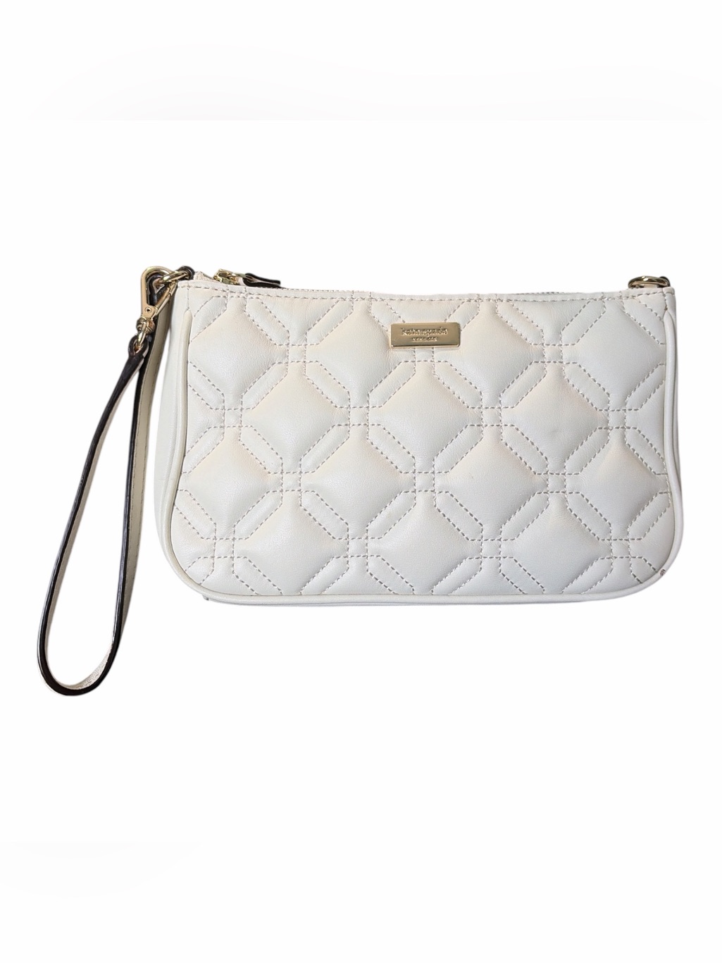 Kate Spade Off White Linet Astor Court Quilted Leather Wristlet/Shoulder Bag